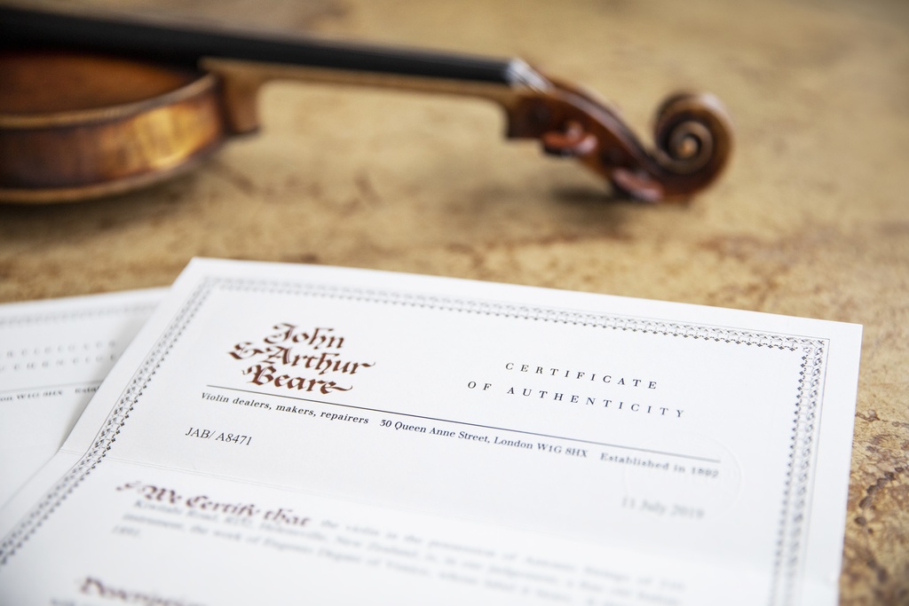 Certificate of Authenticity | J & A Beare | Leading International ...