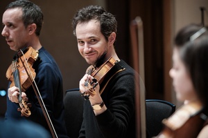 Artists rehearsing Mendelssohn's Octet at Beare's Chamber Music Festival in Cadogan Hall